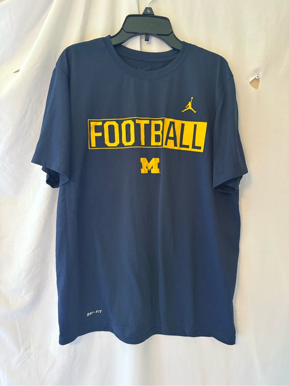 Nike Jordan Michigan Wolverines Navy Blue 'Football' T-Shirt